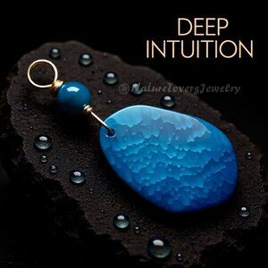 Vibrant Deep Blue Agate Geode Pendant - Amazing Matrix - Azure Beach Ocean Lake